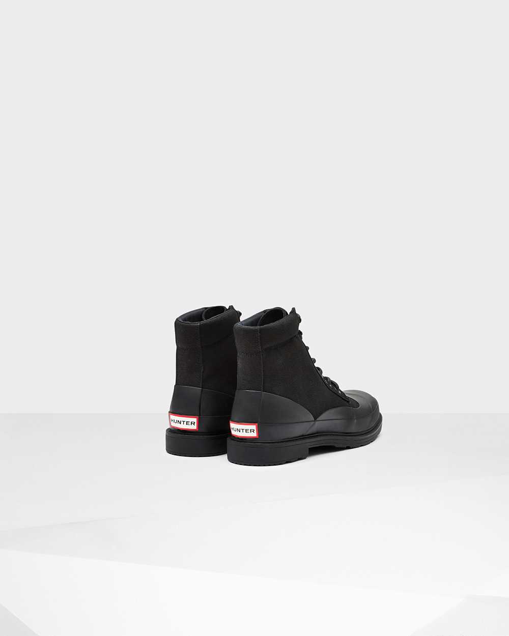Hunter Original Canvas Lace-up Derby Men's Boots NZ-34319K Black
